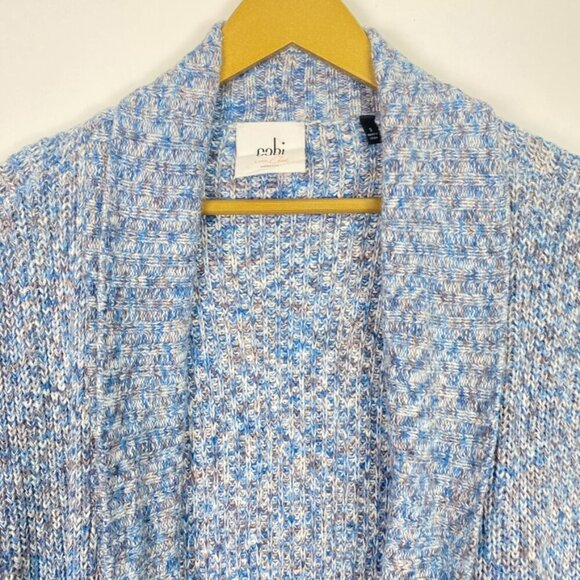 Cabi Blue Knit Long Duster Open Front Sleeveless Cardigan - Picture 9 of 13